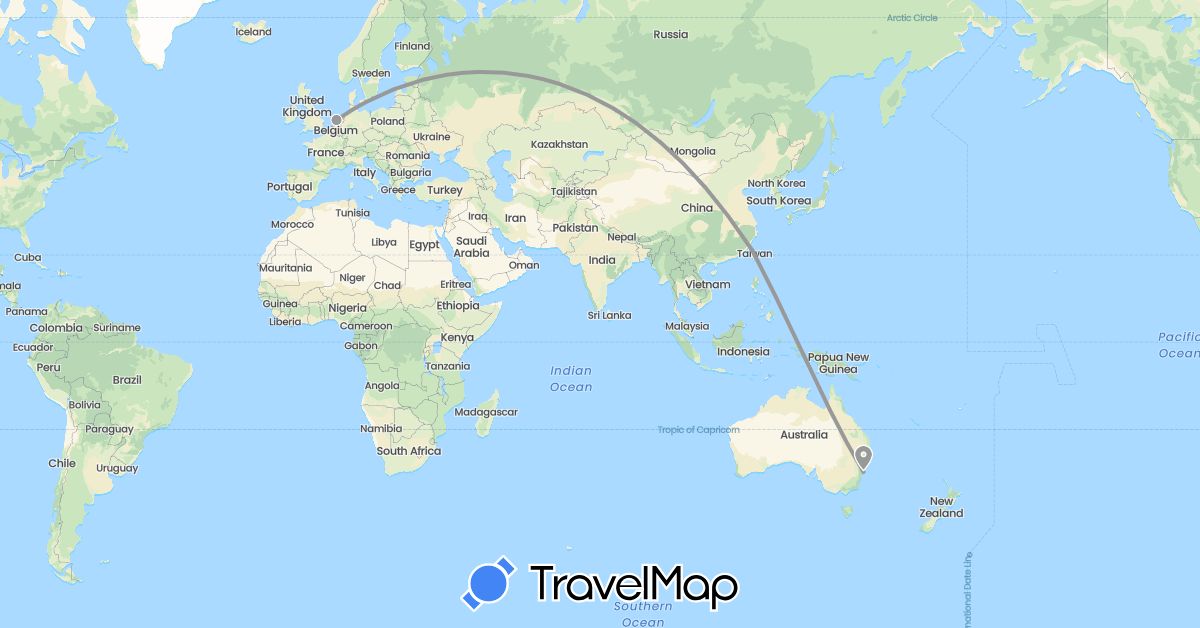TravelMap itinerary: driving, plane in Australia, Netherlands, Taiwan (Asia, Europe, Oceania)